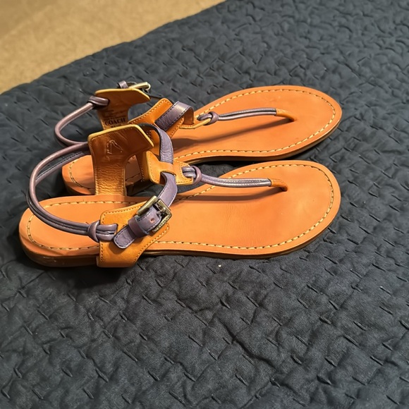 Coach blue and tan leather sandals lightly used - Picture 2 of 4